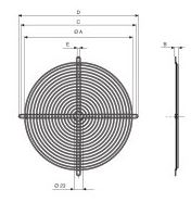 MFG200 Metal Fan Guard Dimensions