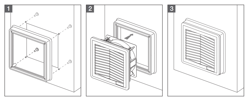 FPFA15-7035G Plastic Adaptor for FF15 & FPF15 Filter Fans - Mounting Instructions