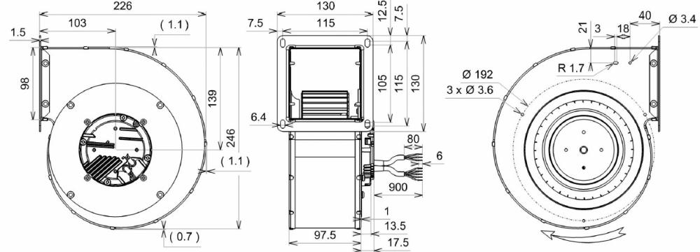 K39-A7 Ecofit GREG9 160x62 Fan Dimensions