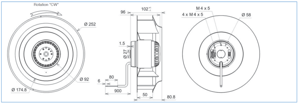 L47-A3 Ecofit 2RRE45 250x50R Dimensions