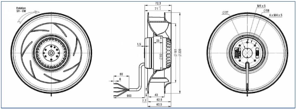 U24-C6 Ecofit 2RRE25 220X43R Dimensions